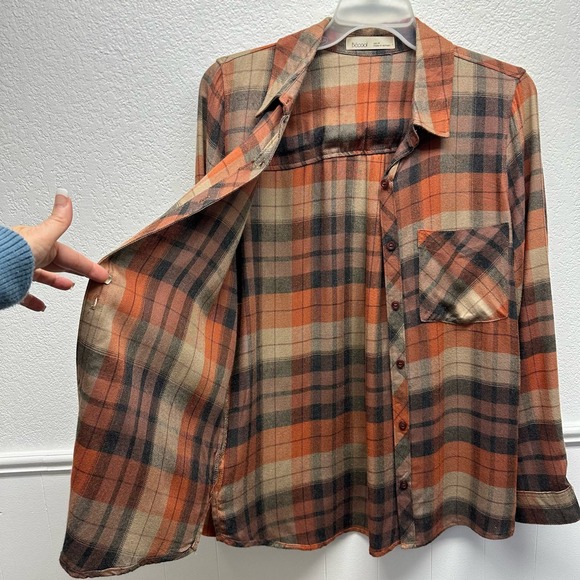 NWOT! Becool Women’s Plaid Button Up Long Sleeve Sz M Open Breast Pocket, V561 - Picture 6 of 15